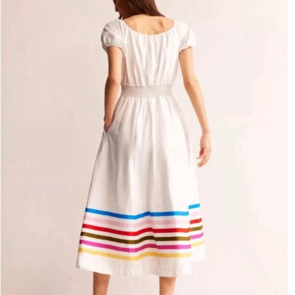 Boden White Ruffled Tiered Midi Dress Puff Sleeves - Picture 2 of 3
